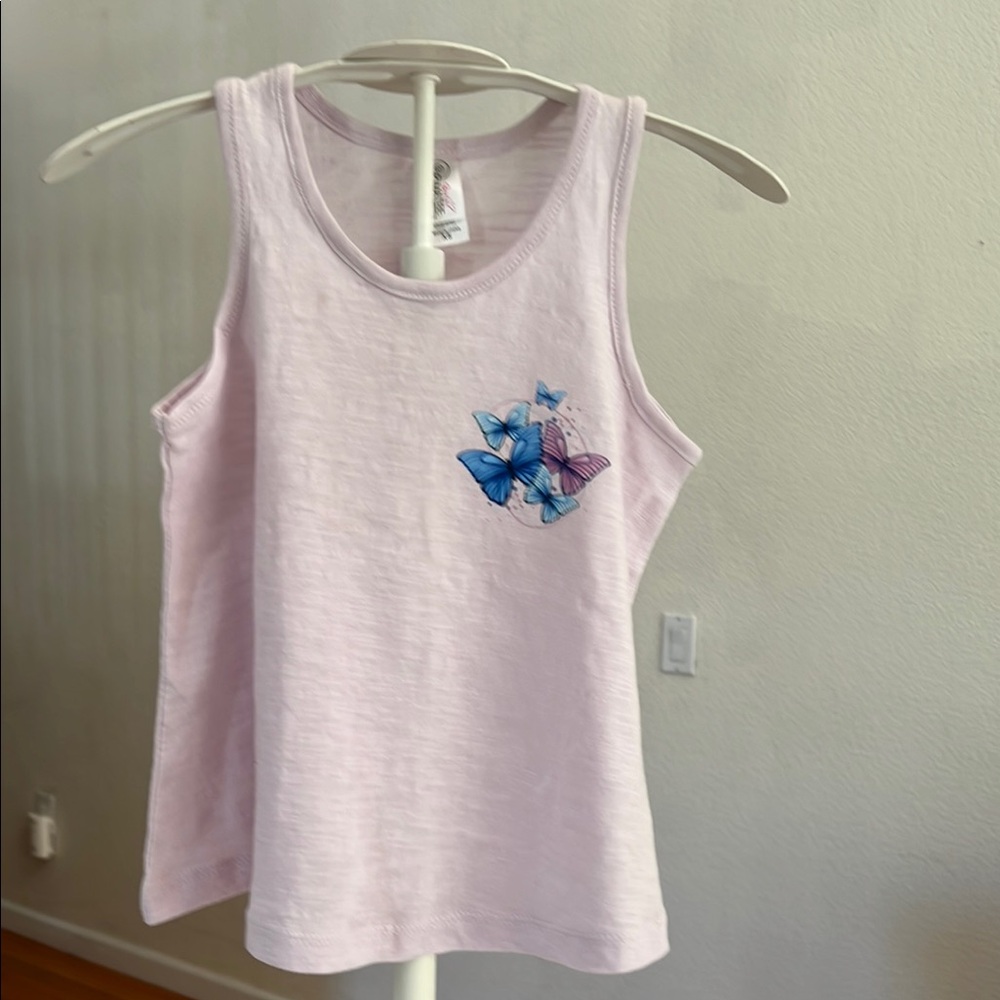 Kids Butterfly Tank Top - Light Purple
